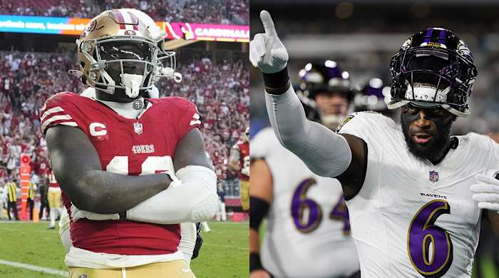 49ers wide receiver Deebo Samuel and Ravens linebacker Patrick Queen